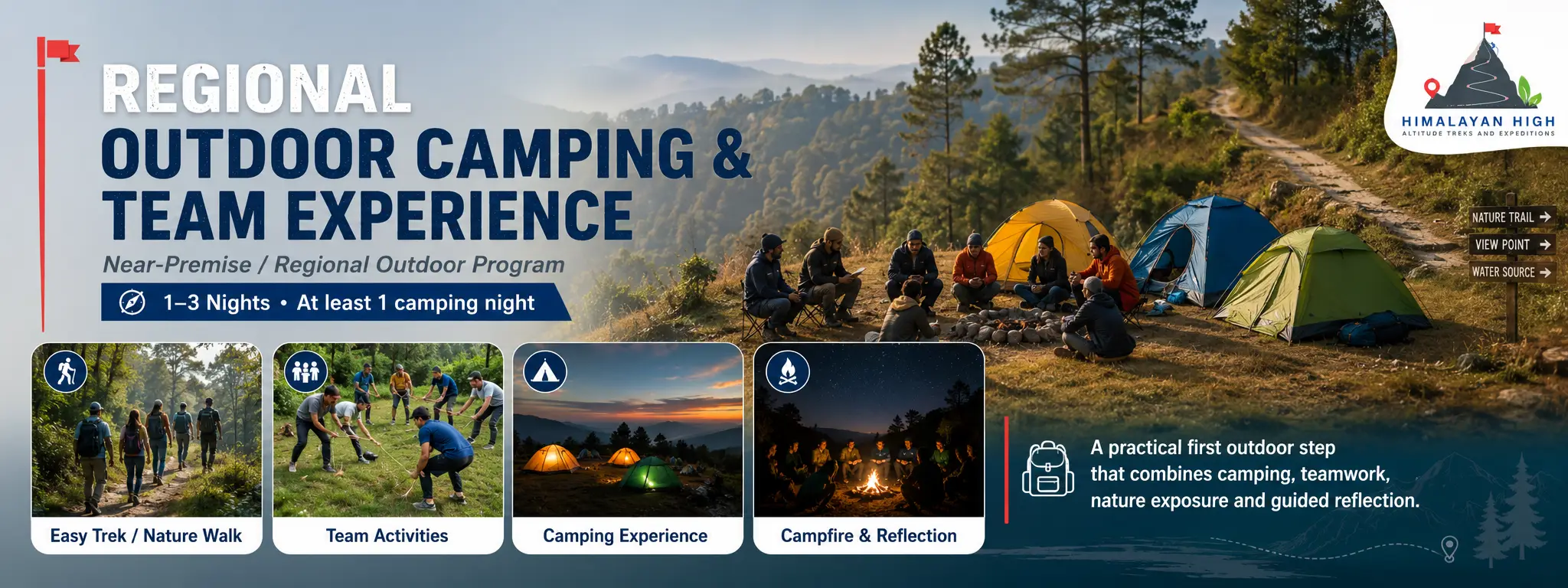 Regional outdoor camping and team experience for institutions