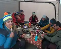 Kang Yatse 2 Expedition – comfortable dinner on our kang yatse 2 trek | Himalayan High