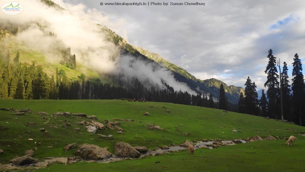 sunset glorifying the camp of lidderwat tarsar marsar trek